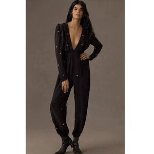 Farm Rio black mirror embroidered jumpsuit